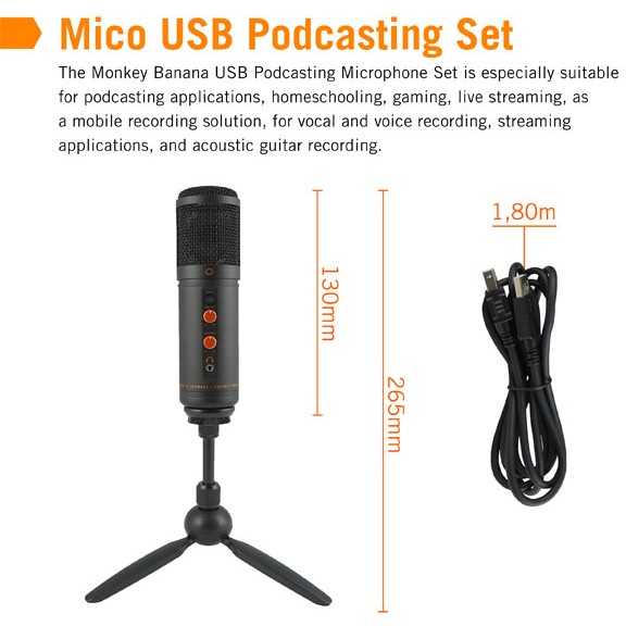 Mikrofonas Monkey Banana Monkey Banana Mico saugojimo USB Stumm- Tester