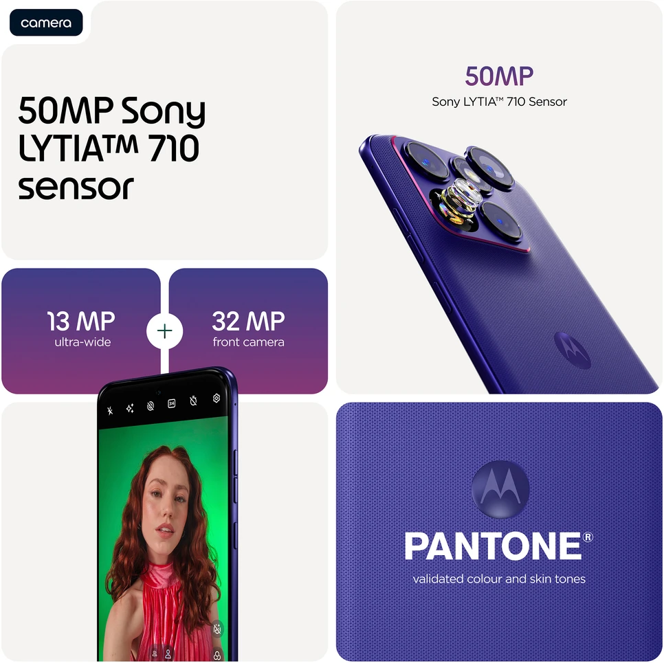 Mėlyna Išmanusis telefonas Motorola edge70 Fusion 256GB - Orient Mėlyna, Android, 8 GB