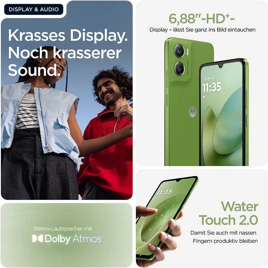 „Motorola Moto G06“ 17,5 cm (6,88 colio) Dviguba SIM kortelė „Android 15“ 4G USB C tipo 4 GB 256 GB 5200 mAh Žalias