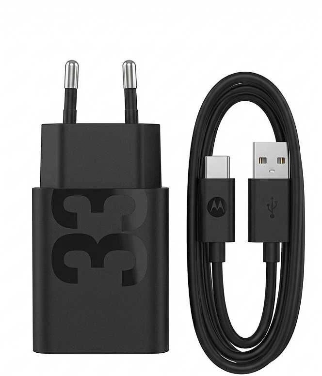 Sieninis įkroviklis „Motorola TurboPower“ 33 W USB-A su laidu USB-A į USB-C 1 m juodos spalvos