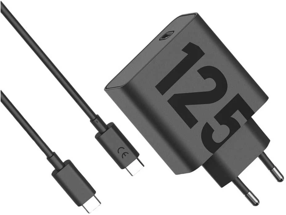 Sieninis įkroviklis Motorola TurboPower 125W dvigubas 2x USB-C su laidu USB-C 1m juodos spalvos