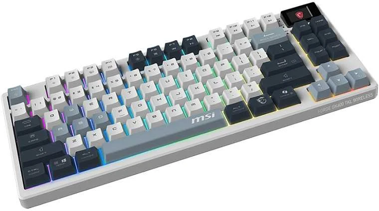 MSI FORGE GK600 TKL WIRELESS SKY klaviatūra Žaidimams USB + Bluetooth QWERTY Anglų (JK) Mėlyna, Balta