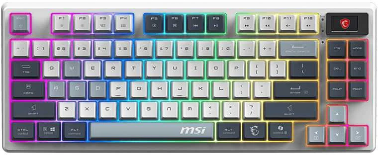 MSI FORGE GK600 TKL WIRELESS SKY klaviatūra Žaidimams USB + Bluetooth QWERTY Anglų (JK) Mėlyna, Balta