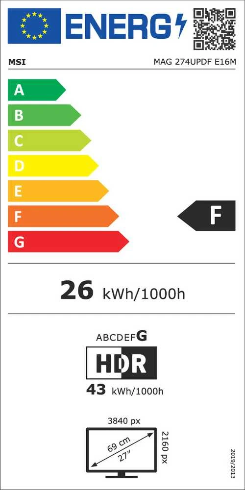 Monitorius MSI MAG 274UPDFDE E16M - Mini LED, 0.5ms GtG 160Hz UHD 320Hz FHD Dual Mode, Rapid IPS, Quantum Dot