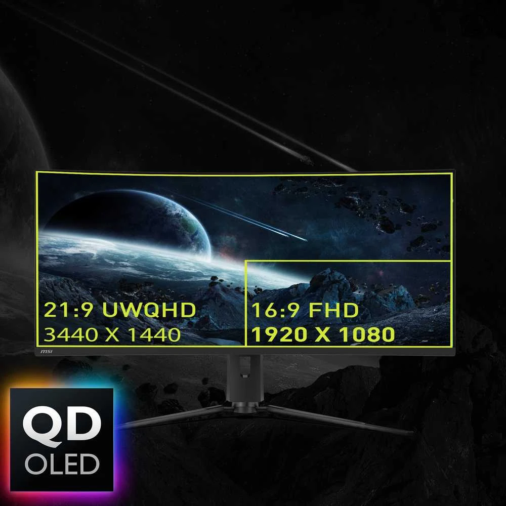 MSI MAG 341CQPDE QD-OLED 86,4 cm (34 colių) UWQHD monitorius, lenktas 21:9 HDMI/DP 175 Hz