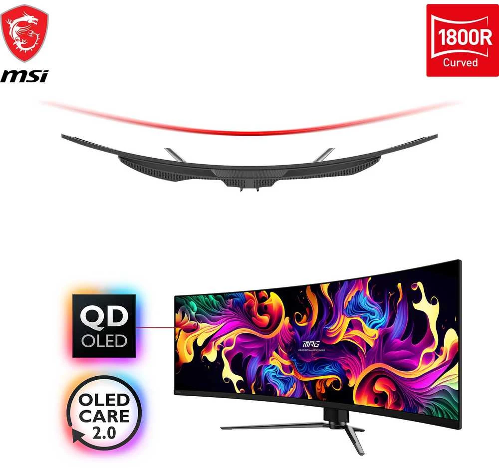 Monitorius MSI MPG 491CQPDE 49" QD-OLED Curved Gaming Ekranas, DQHD 5120x1440, 144Hz, 0.03ms, HDMI 2.1