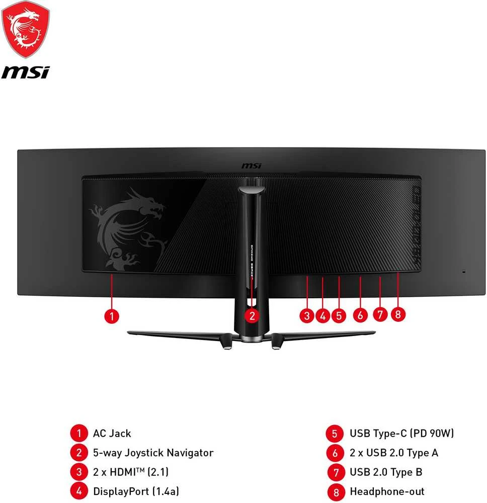 Monitorius MSI MPG 491CQPDE 49" QD-OLED Curved Gaming Ekranas, DQHD 5120x1440, 144Hz, 0.03ms, HDMI 2.1