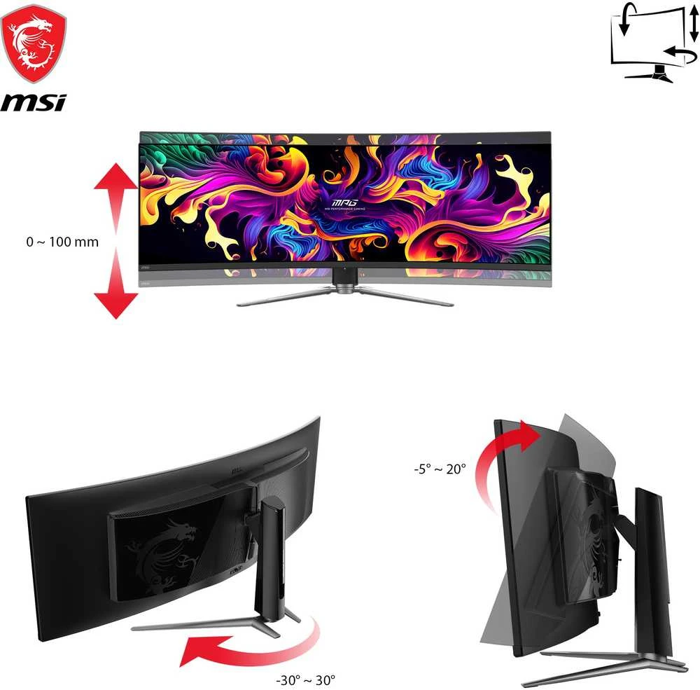 Monitorius MSI MPG 491CQPDE 49" QD-OLED Curved Gaming Ekranas, DQHD 5120x1440, 144Hz, 0.03ms, HDMI 2.1