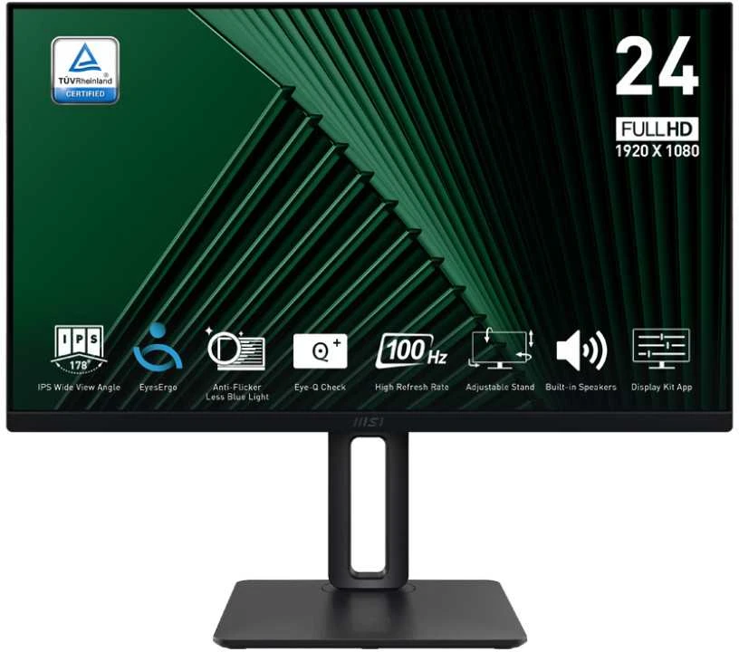 Monitorius MSI PRO MP245PG 60 cm (24 colių) IPS FHD HDMI/DP 4 ms 100 Hz Pivot