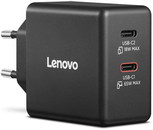 „Lenovo“ 65W GaN įkroviklis su dviem USB-C jungtimis