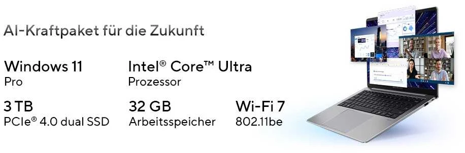 Nešiojamas kompiuteris Nešiojamasis kompiuteris ASUS ExpertBook P5 P5405CSA-NZ0101 – 14 colių Core Ultra 5 226V – 16GB RAM – 512GB SSD