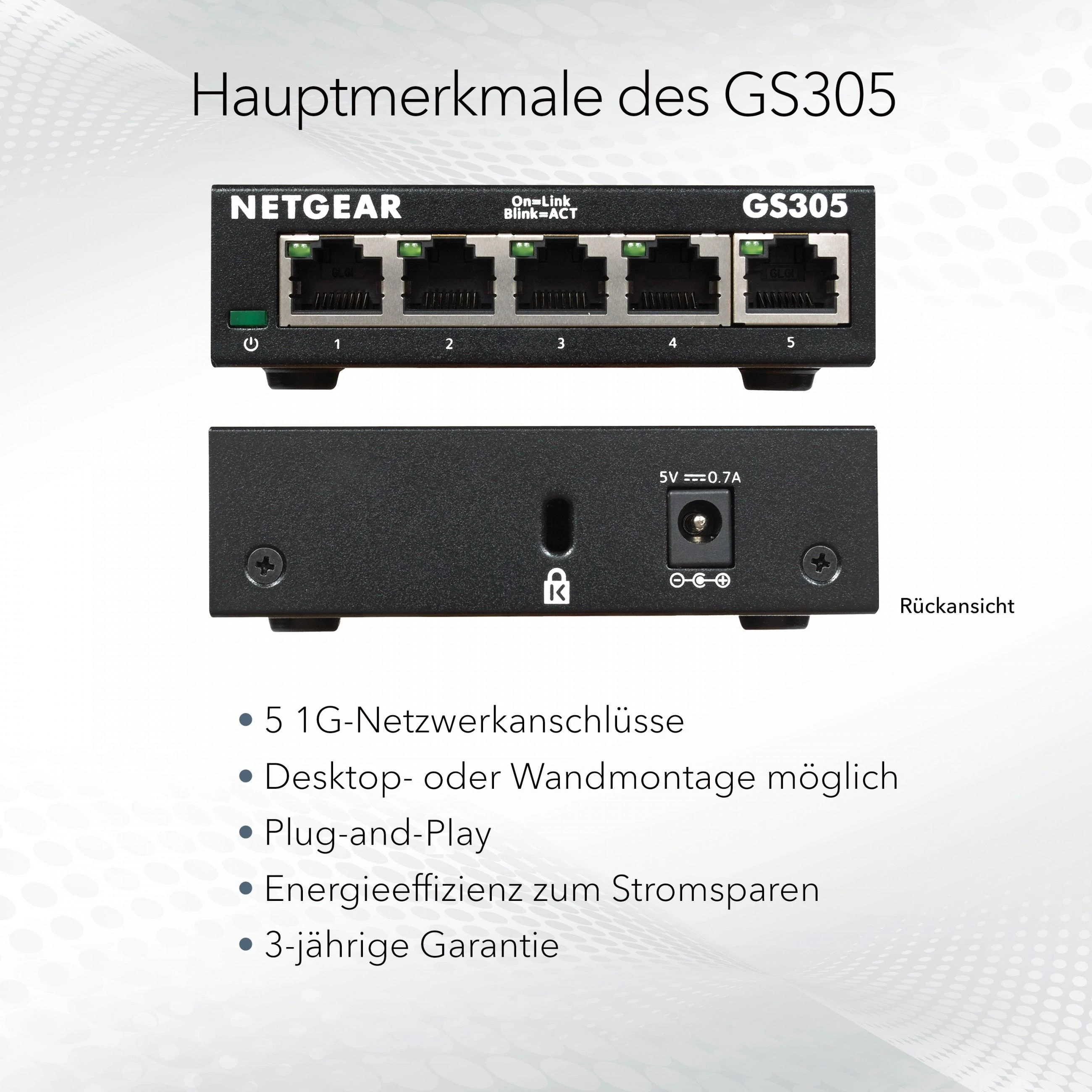 Šakotuvas NETGEAR 8PT GE Plus jungiklis W/POE+
