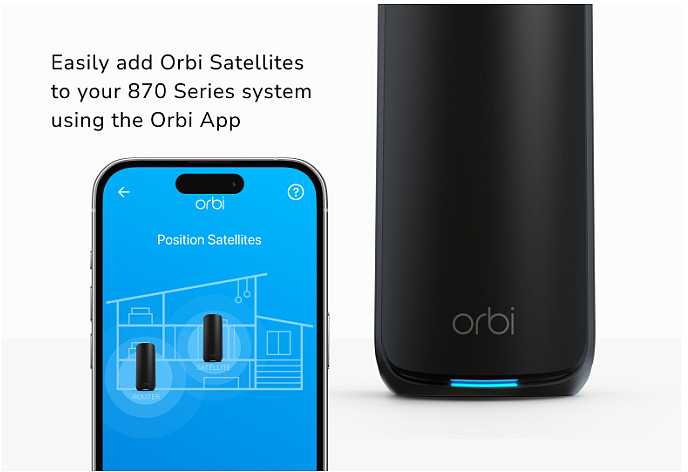 Maršrutizatorius Netgear MESH-SATELLITE ORBI 870 WIFI 7 - TRI-BAND Juodas 21 GBIT/S