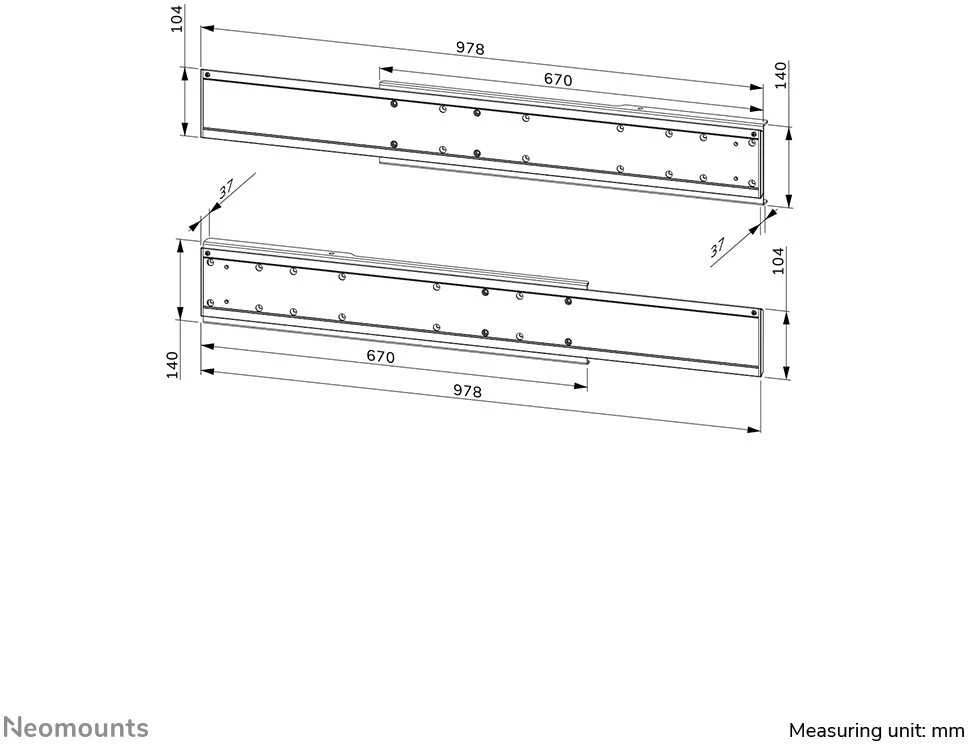 Laikiklis NEOMOUNTS BY NEWSTAR DUAL SCREEN ADAPTER FOR WL55/FL55-875WH1, FROM 42" UP TO 65" VESA 800X400, 50 KG. PER DISPLAY