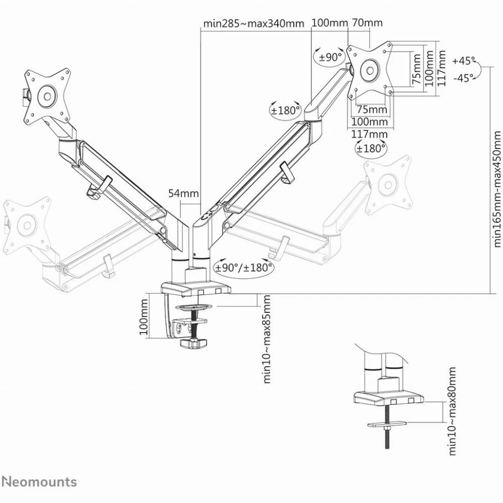 Laikiklis Neomounts NEWSTAR STALO MOUNTINIAI YPATINGI PLOKŠČIAI NEMOUNTS (spaustuvai / GROMMET)
