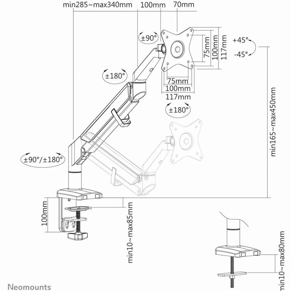 Laikiklis Neomounts NEWSTAR STALO MOUNTINIAI YPATINGI PLOKŠČIAI NEMOUNTS (spaustuvai / GROMMET)