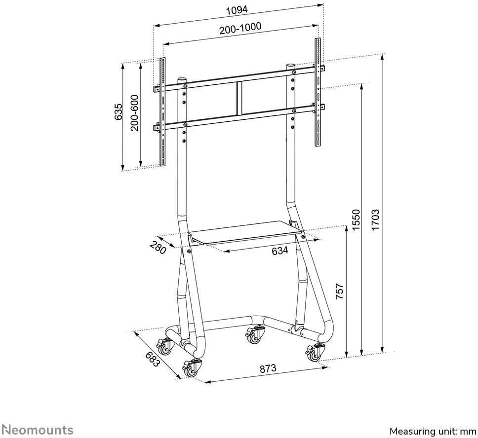 Laikiklis NeoMounts Mobile Monitorius/TV Floor Stand for 60-100" screen - Juodas