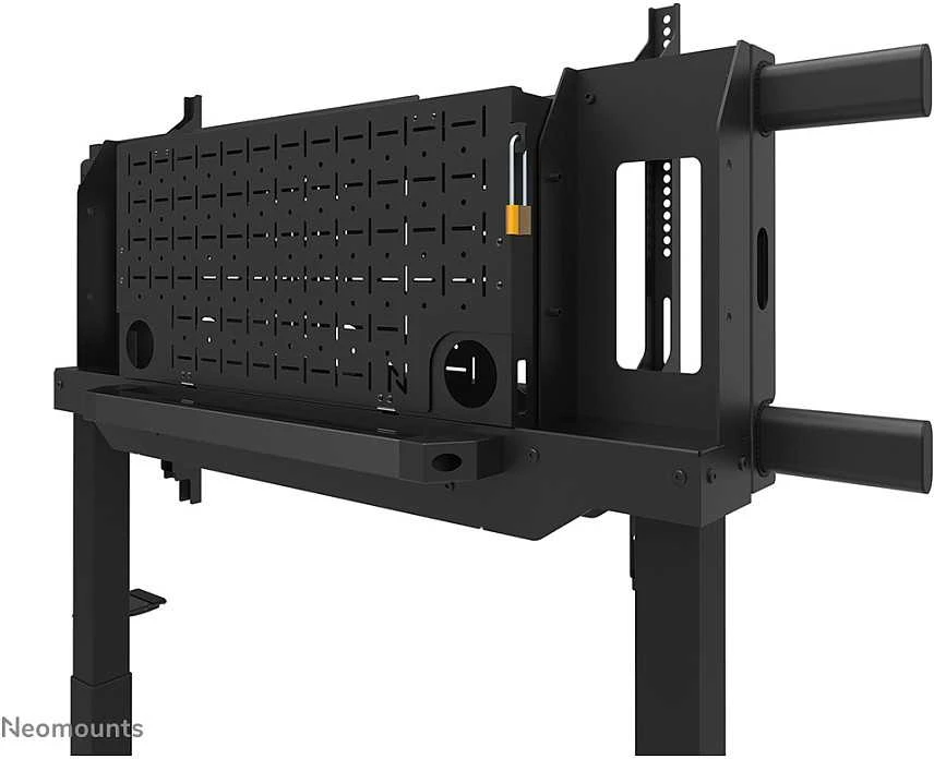 Laikiklis „NEOMOUNTS MOVE LIFT XL“ MOTORIZUOTAS MOBILUSIS STOVAS SU SANDĖLIAVIMO DĖŽE, 10 CM, RATUKAI, GRINDYS – VESA MAX 1200X600