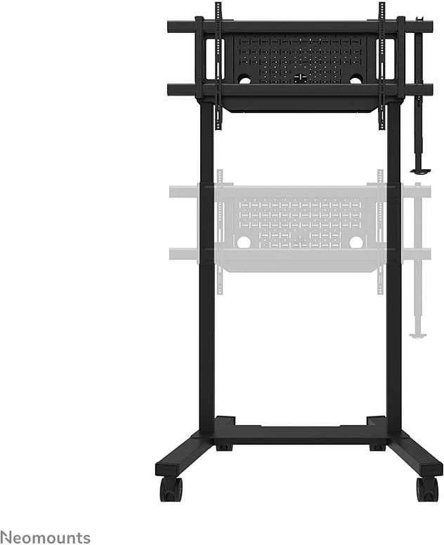 Laikiklis „NEOMOUNTS MOVE LIFT XL“ MOTORIZUOTAS MOBILUSIS STOVAS SU SANDĖLIAVIMO DĖŽE, 10 CM, RATUKAI, GRINDYS – VESA MAX 1200X600