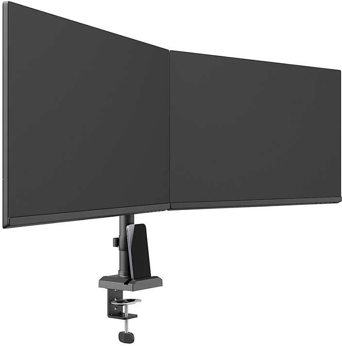 NEOMOUNTS NERO DVIGUBAS PLOKŠČIO EKRANO STALO MONTAVIMAS (TELEFONO LAIKIKLIS + QUICK-FIX spaustukas / GROMMET)