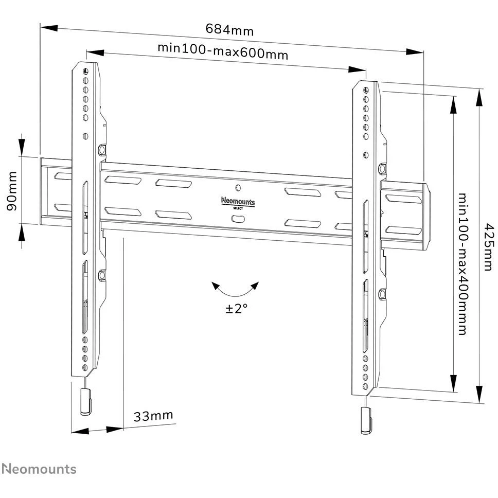 Laikiklis NEOMOUNTS SELECT SCREEN WALL MOUNT (FIXED, VESA 600X400)