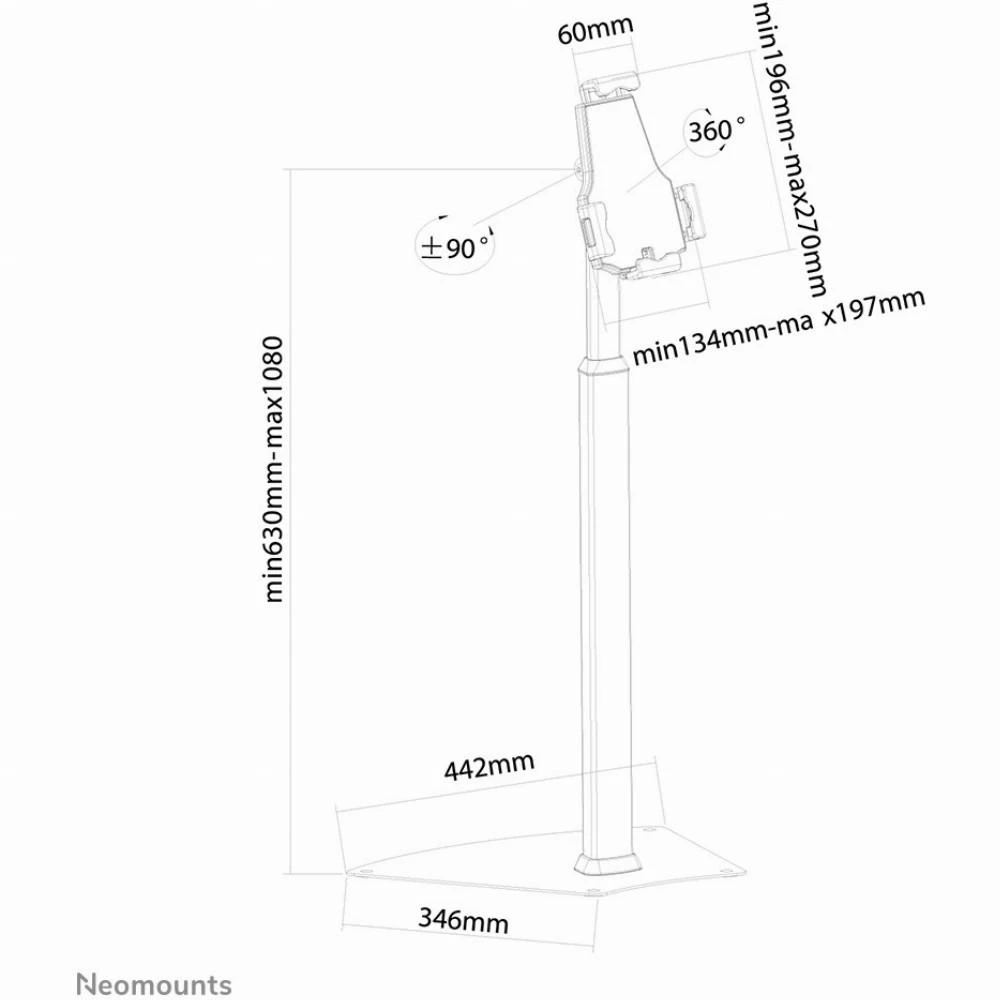 Laikiklis Neomounts NewStar Planšetė Floor Stand (fits most 7,9-10,5" tablets), c:Sidabrinis