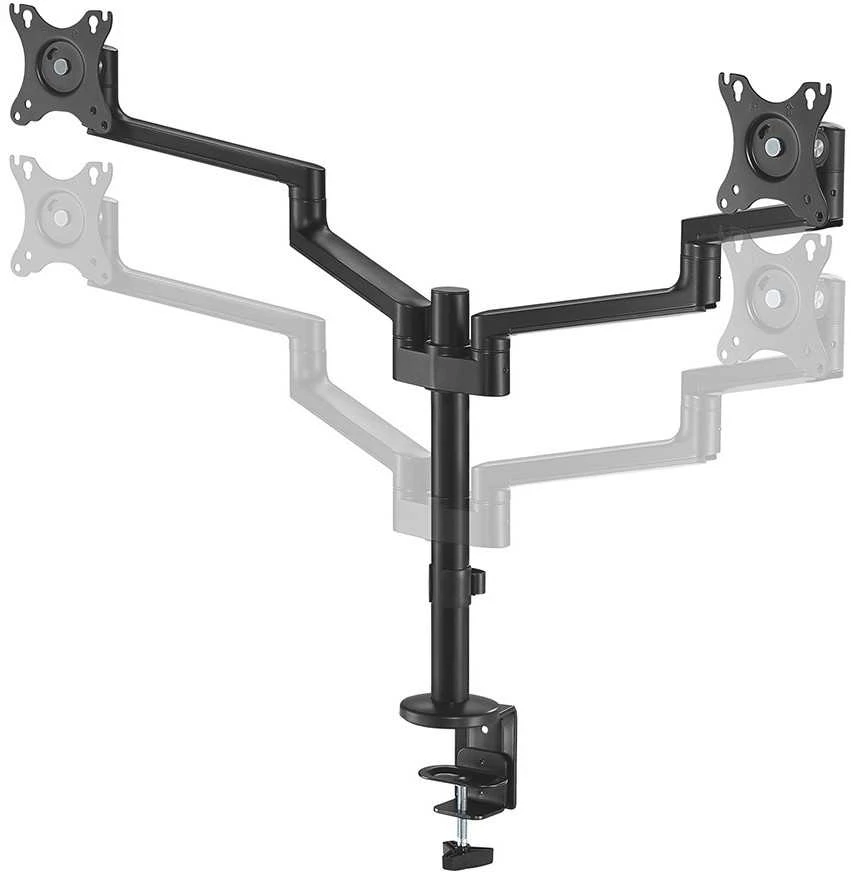 Laikiklis NEOMOUNTS SCREEN STALO MONTUVAS DVIEM EKRANAMS, Juodas (CLAMP+GROMMET)
