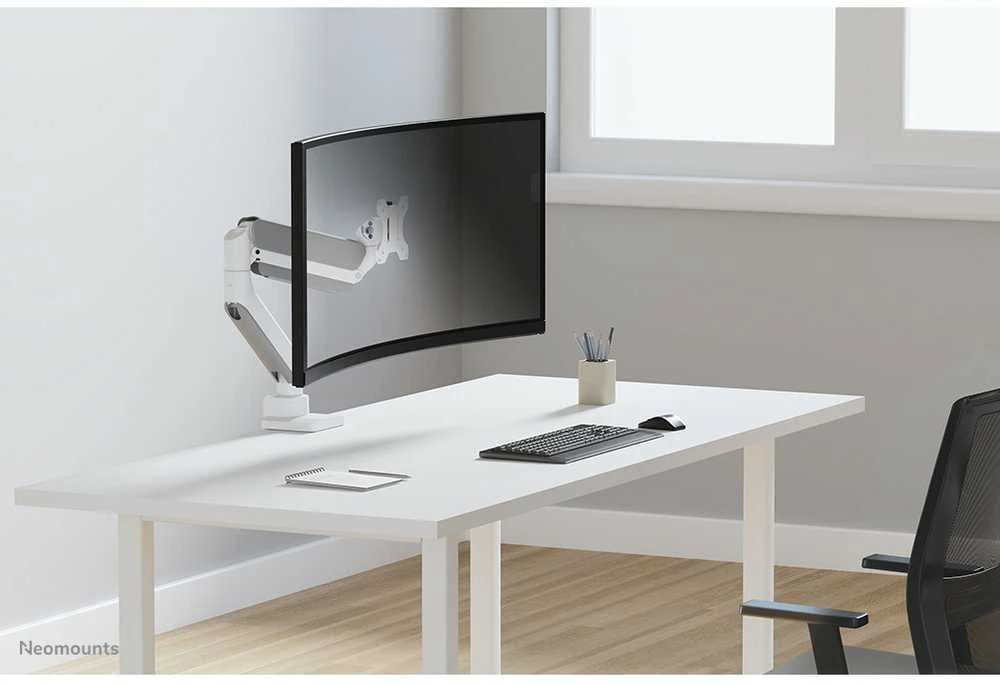 Laikiklis NEOMOUNTS PAGAL NEWSTAR STALO MOUNT 1 ULTRA PLAČIAUS LENKAS EKRANOS (TOPFIX CLAMP & GROMMET)
