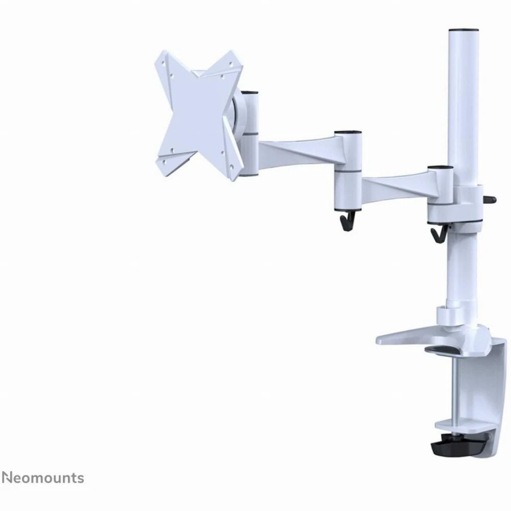 „NeoMounts“ plokščio ekrano laikiklis prie stalo (spaustukas/įvorė), 10–30 colių, c:Baltas