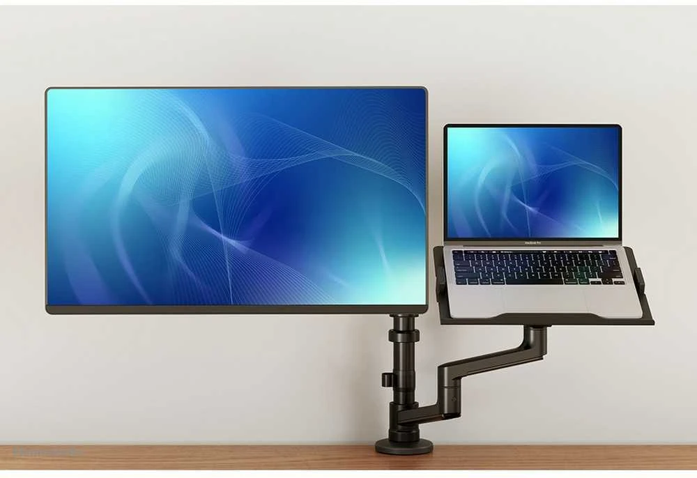 Laikiklis NEOMOUNTS nešiojamasis kompiuteris + SCREEN STALO MONTAVIMAS (CLAMP + GROMMET)
