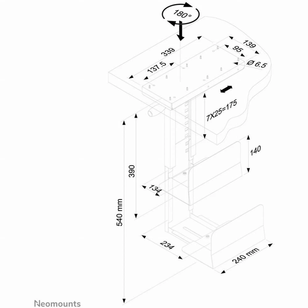 Neomounts Newstar CPU-D250 Ant stalo montuojamas CPU procesoriaus laikiklis Juoda