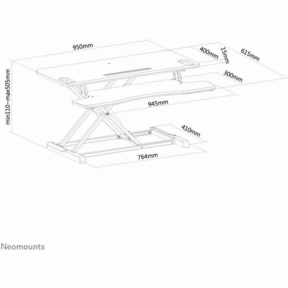 Laikiklis „NEOMOUNTS BY NEWSTAR WORKSTATION“ – SĖDIMO-STOVIMO DARBO VIETA (AUKŠČIO REGULIAVIMAS: 11–51 CM)