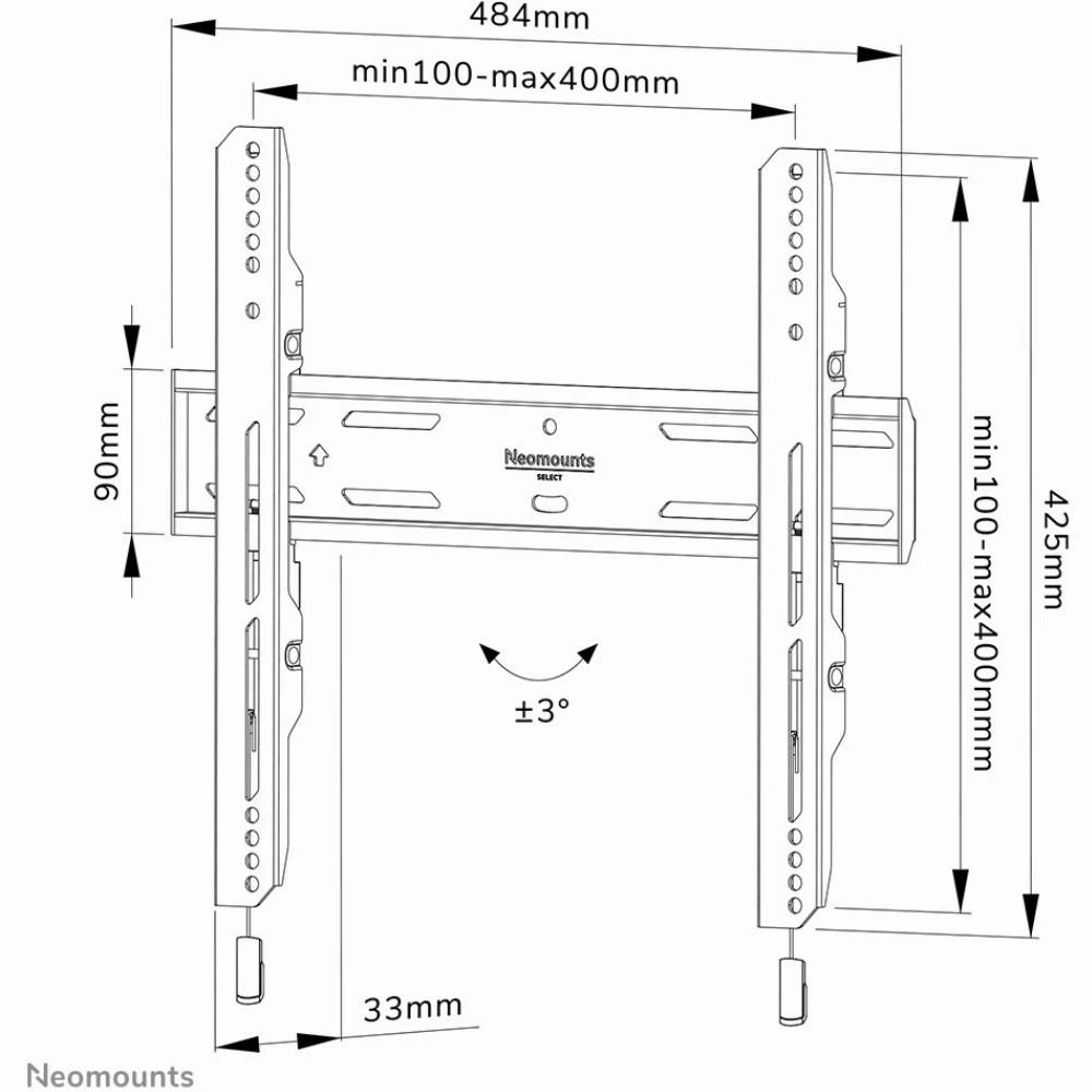 Laikiklis NEOMOUNTS SELECT SCREEN WALL MOUNT (FIXED, VESA 400X400)