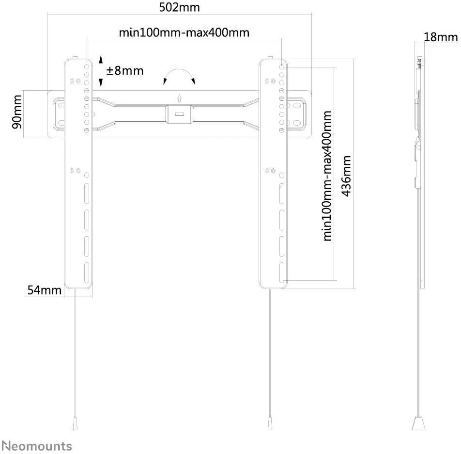 Neomounts „NewStar“ plokščio ekrano sieninis laikiklis (fiksuojamas), 32–55 colių, c:Juodas