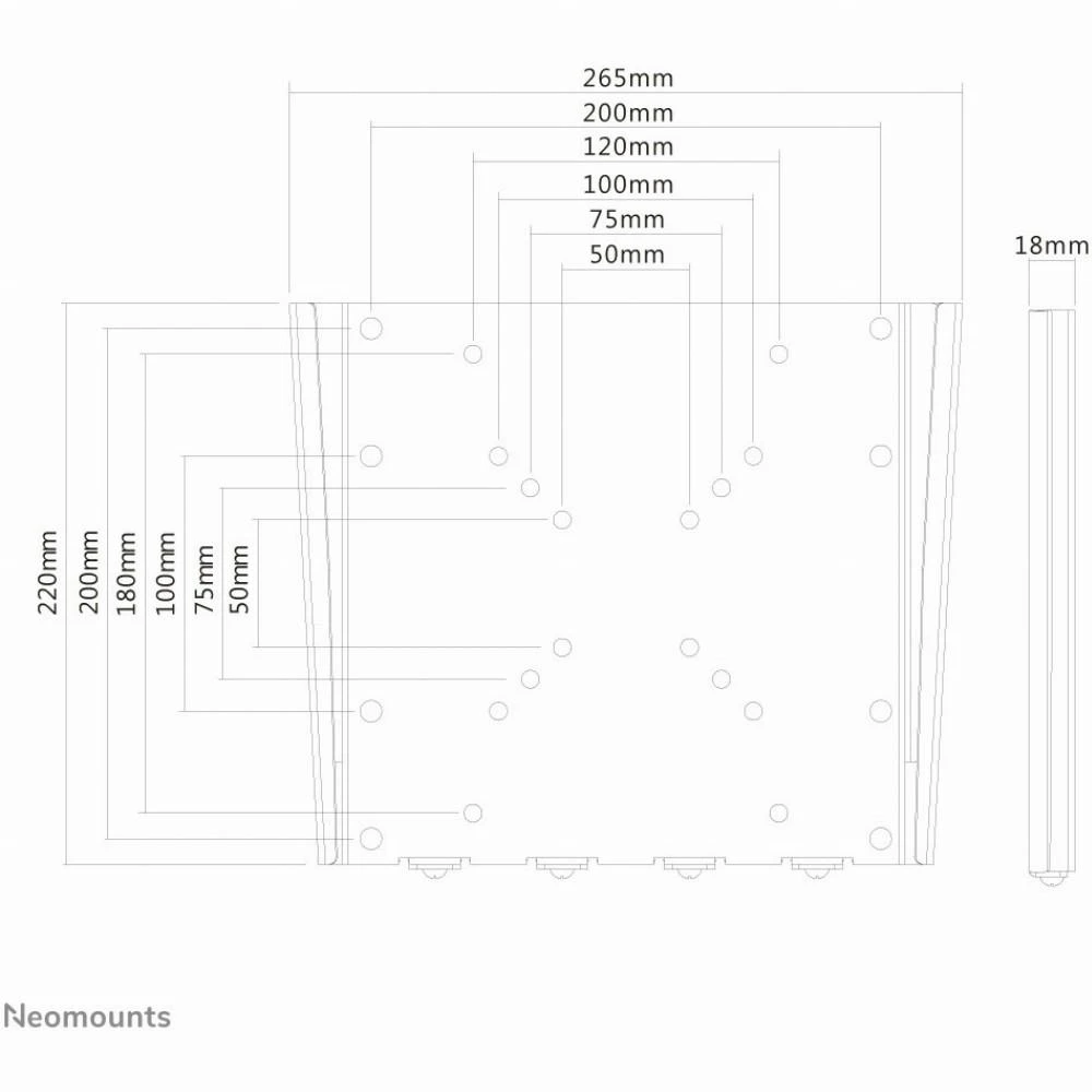 Neomounts „NewStar“ plokščio ekrano sieninis laikiklis (fiksuotas, itin plonas), 10–40 colių, c:Juodas