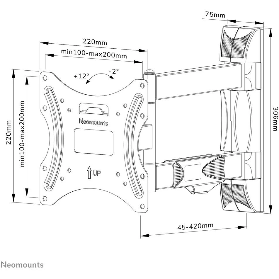 Laikiklis NEOMOUNTS BY NEWSTAR SCREEN WALL MOUNT (FULL MOTION, 3 PIVOTS, VESA 200X200)