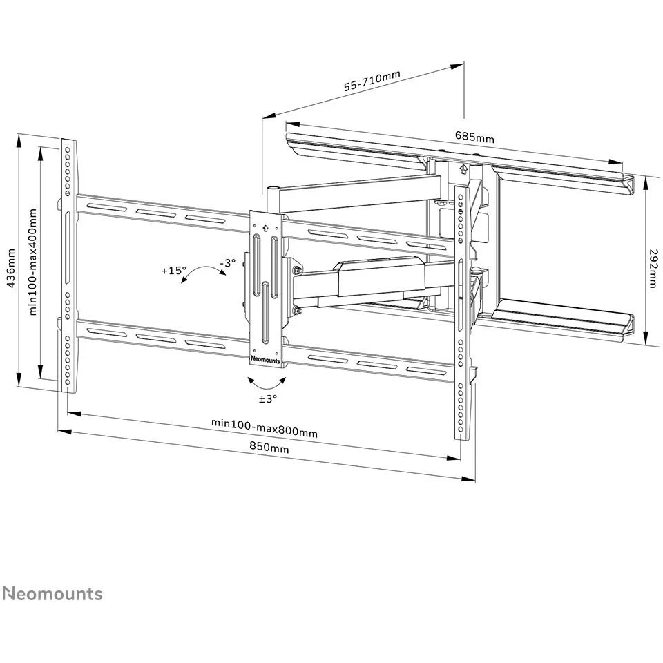 Laikiklis NEOMOUNTS BY NEWSTAR SCREEN WALL MOUNT (FULL MOTION, 3 PIVOTS, VESA 800X400)