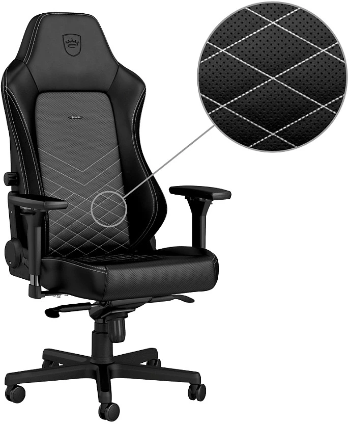 Žaidimų kėdė Noblechairs HERO PU-Leather Gaming Chair, Juoda-balta