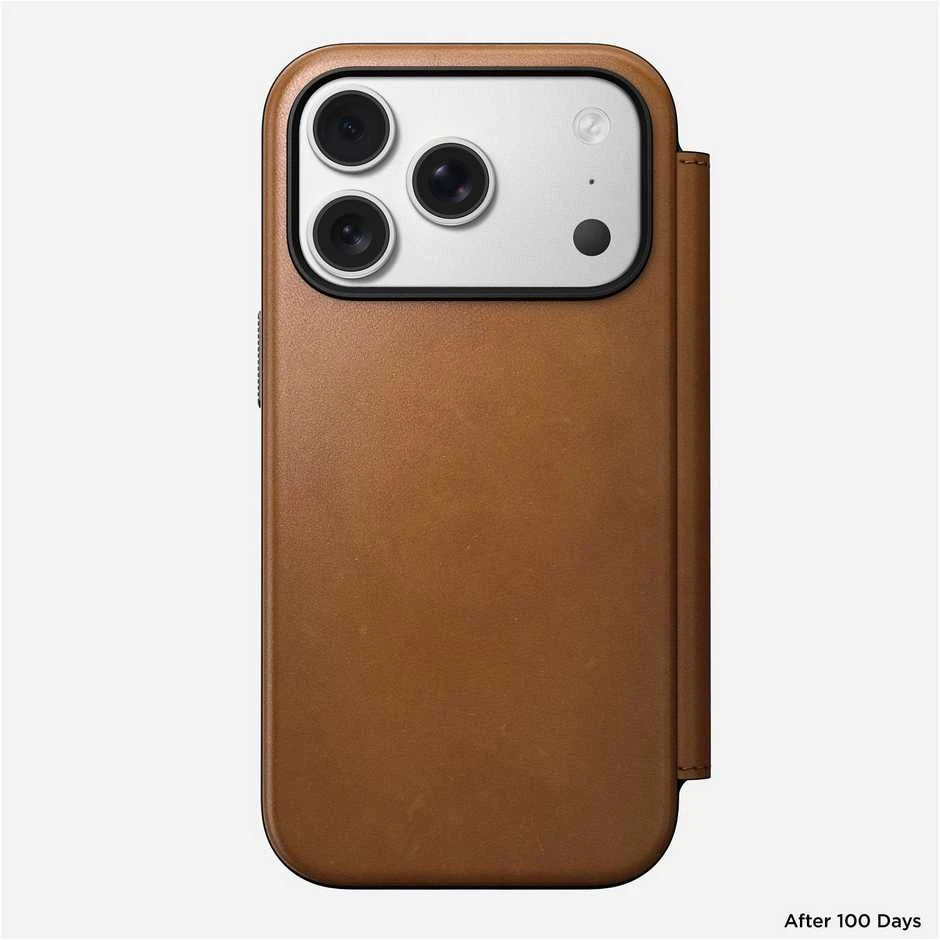Dėklas Nomad Modern Leather Folio, english tan - iPhone 17 Pro