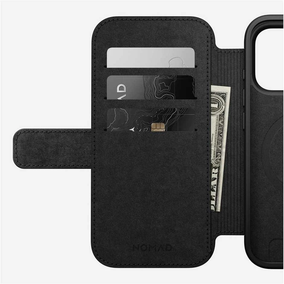 Dėklas Nomad Modern Leather Folio, juodas - iPhone 17 Pro