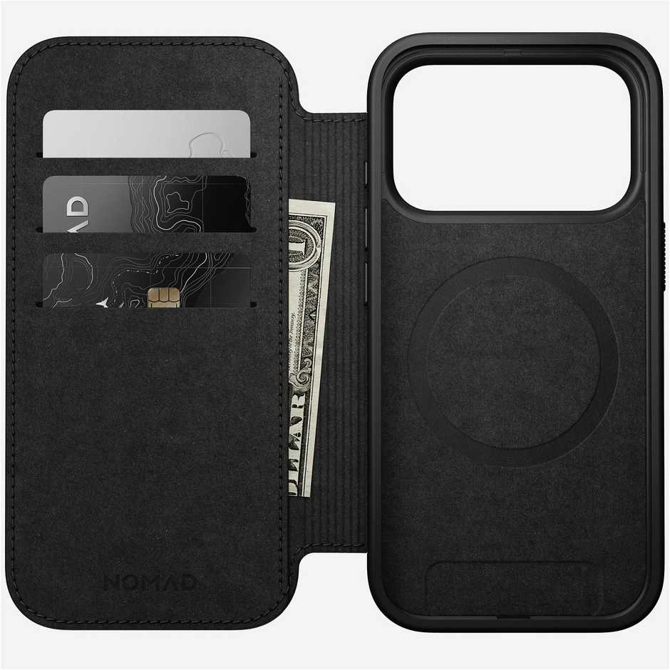 Dėklas Nomad Modern Leather Folio, juodas - iPhone 17 Pro