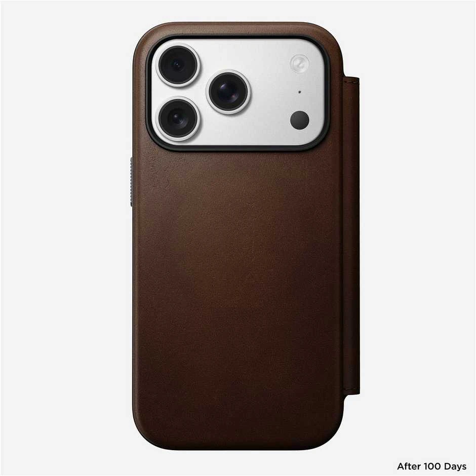Dėklas Nomad Modern Leather Folio, ruda - iPhone 17 Pro