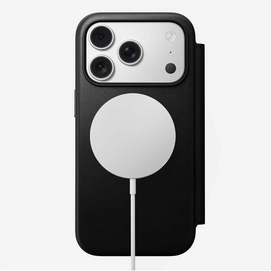 Dėklas Nomad Modern Leather Folio, juodas - iPhone 17 Pro