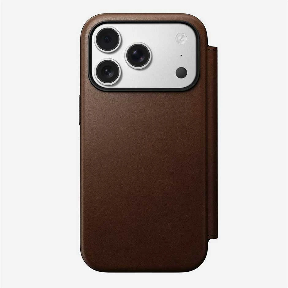 Dėklas Nomad Modern Leather Folio, ruda - iPhone 17 Pro