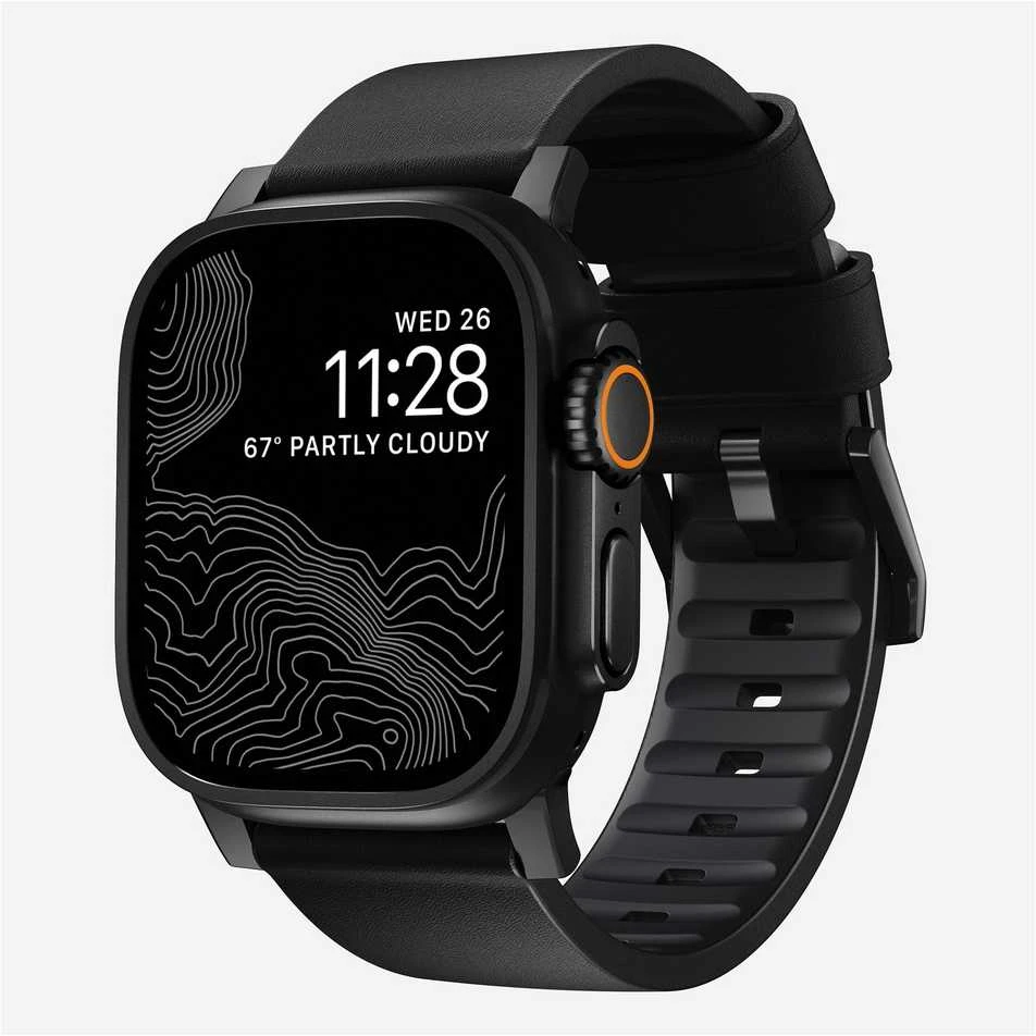 Išmaniojo laikrodžio Apple odinis dirželis, Juodos spalvos, 42/44mm