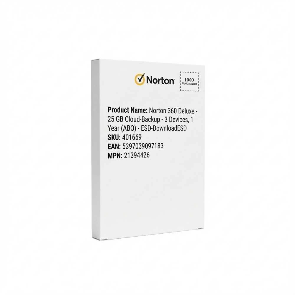Nortonlifelock „Symantec Norton 360 Deluxe 3“ įrenginys, 1 metai, 25 GB MD – be prenumeratos – ESD