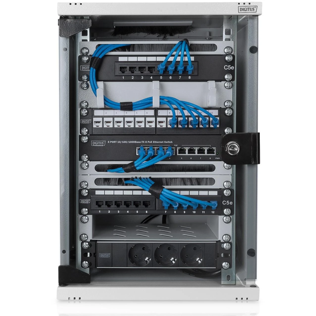 „Digitus“ prie sienos montuojamas korpusas 254 mm (10 colių) | DN-10-09U | 31,2 x 30 cm | Pilkas