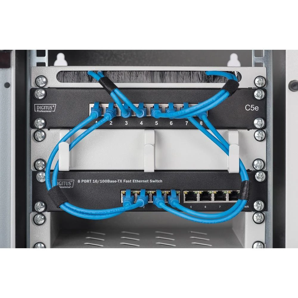 „Digitus“ | 6U sieninė spintelė | DN-10-05U-1 | Saugos klasė IP20; 200° durų atidarymo kampas; Rakinamos apsauginio stiklo durys; 254 mm (10 colių) profilio bėgeliai, sumontuoti priekinėje pusėje spintelės viduje, cinkuoti; 254 mm (10 colių) profilio bėgelių gylis yra reguliuojamas | 33,0 x 31,2 x 30,0 cm | Pilkas