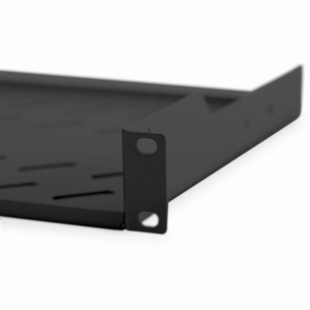 „Digitus“ | Fiksuota lentyna stelažams | DN-19 TRAY-1-SW | Fiksuoto montavimo lentynas galima lengvai sumontuoti ant dviejų priekinių 483 mm (19 colių) profilio bėgelių jūsų 483 mm (19 colių) tinklo arba serverių spintoje. Dėl stabilaus, perforuoto plieno lakšto, pasižyminčio didele apkrova, jie yra optimalus paviršius komponentams, kurie nėra tinkami 483 mm (19 colių) | Juodas