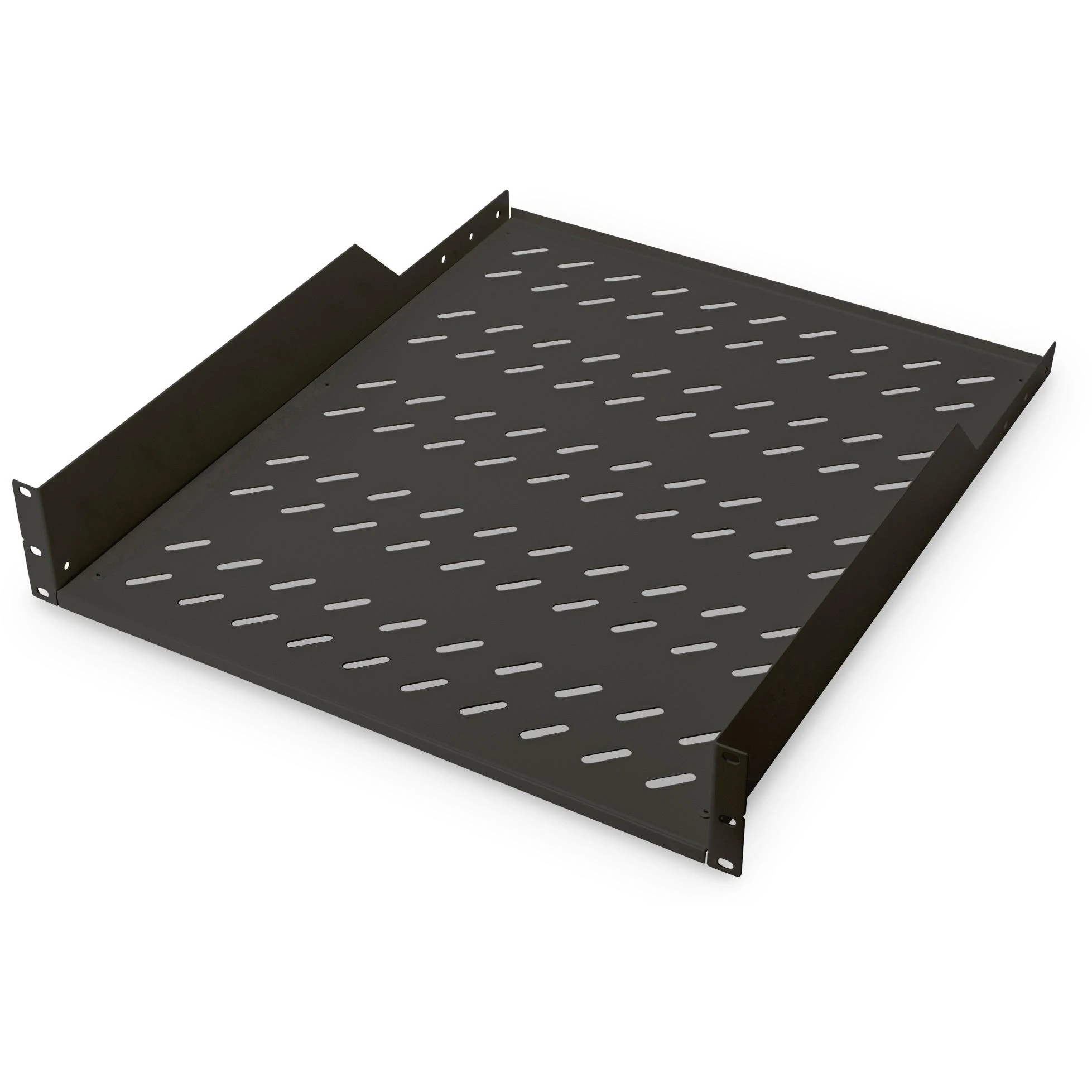 „Digitus“ | Fiksuota lentyna stelažams | DN-19 TRAY-2-55-SW | Fiksuoto montavimo lentynas galima lengvai sumontuoti ant dviejų priekinių 483 mm (19 colių) profilio bėgelių jūsų 483 mm (19 colių) tinklo arba serverių spintoje. Dėl stabilaus, perforuoto plieno lakšto, pasižyminčio didele apkrova, jie yra optimalus paviršius komponentams, kurie netinka 483 mm (19 colių). | Juodas